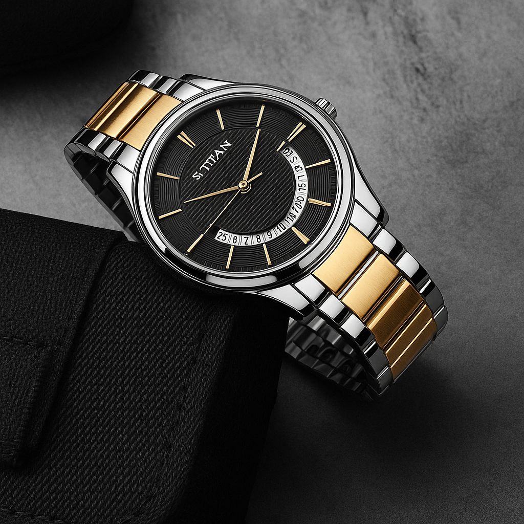 Titan Men's Two-Tone Stainless Steel Analog Watch – Refined Sophistication for the Modern Gentleman